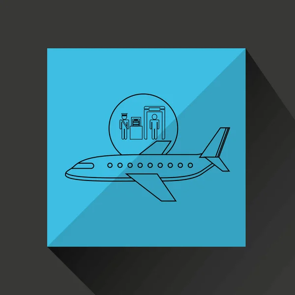 Uçak beyaz güneş sembolü seyahat onay Bagaj Havaalanı tasarım grafik — Stok Vektör