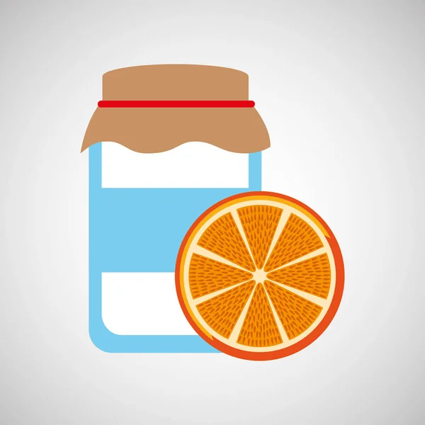 Pot mignon bleu avec confiture orange confiture graphique — Image vectorielle