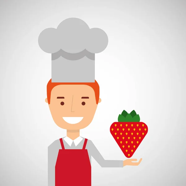 Joyeux chef fraise fraîche graphique — Image vectorielle