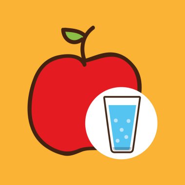 çizgi film bardak bardak su elma meyve ile