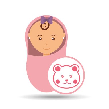 Pembe battaniye ve oyuncak sevimli yeni doğan kız