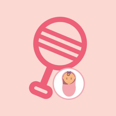 Pembe battaniye ve bell üzerinde sevimli yeni doğan kız