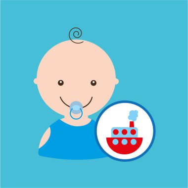 komik kırmızı gemi oyuncak bebek simgesi