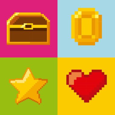 pixelated video game icons clipart