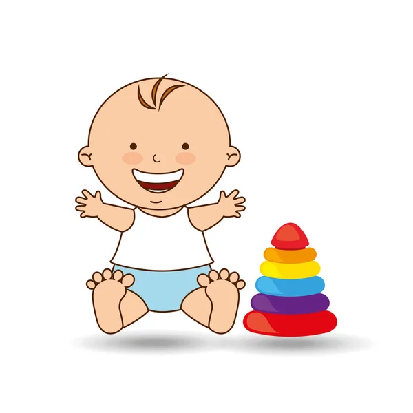 Ευτυχισμένο μωρό παιχνίδι σχεδίασης γραφικών — Διανυσματικό Αρχείο