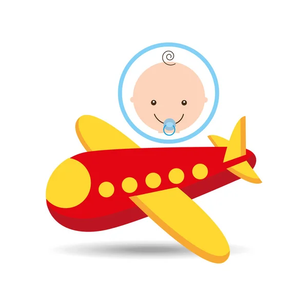 Cartoon airplane red toy baby icon — Stock Vector