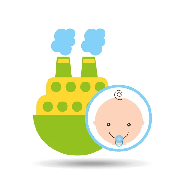 Big boat toy baby icon — Stock Vector