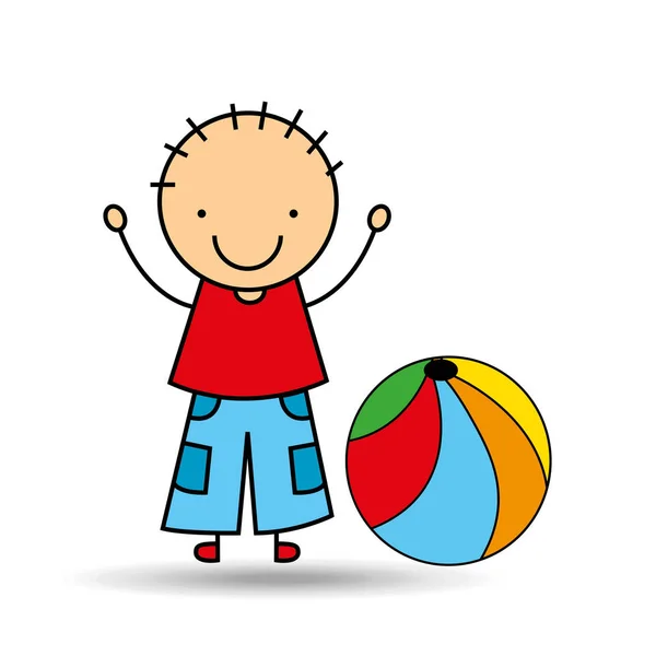 Мультяшний хлопчик щасливі кольори м'яч — стоковий вектор