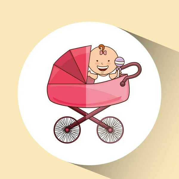 Lindo diseño de cochecito rosa recién nacido — Archivo Imágenes Vectoriales