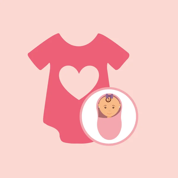 Mignonne jeune fille sur couverture rose et onesie — Image vectorielle