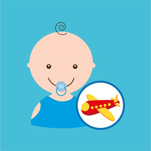 Cartoon airplane red toy baby icon — Stock Vector