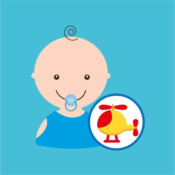 Cute helicopter baby toy icon — Stock Vector