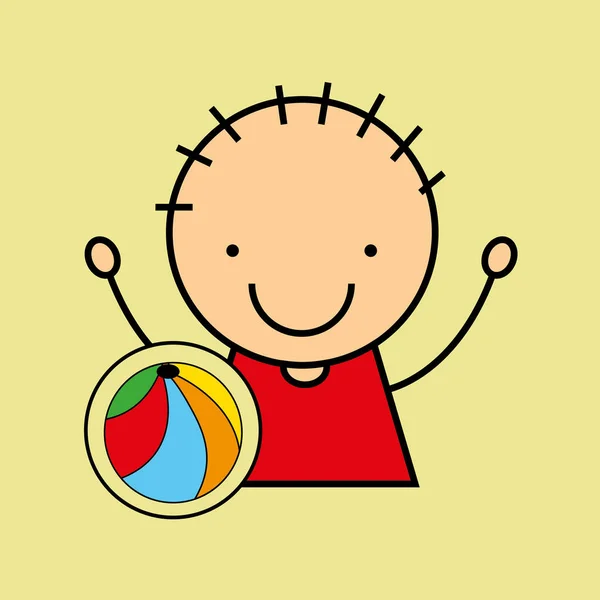 Dibujos animados niño feliz colores bola — Vector de stock