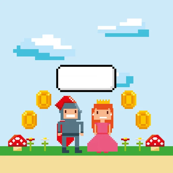 Iconos de videojuegos pixelados — Vector de stock