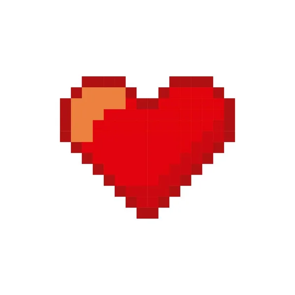 Icono pixelado corazón del videojuego — Vector de stock