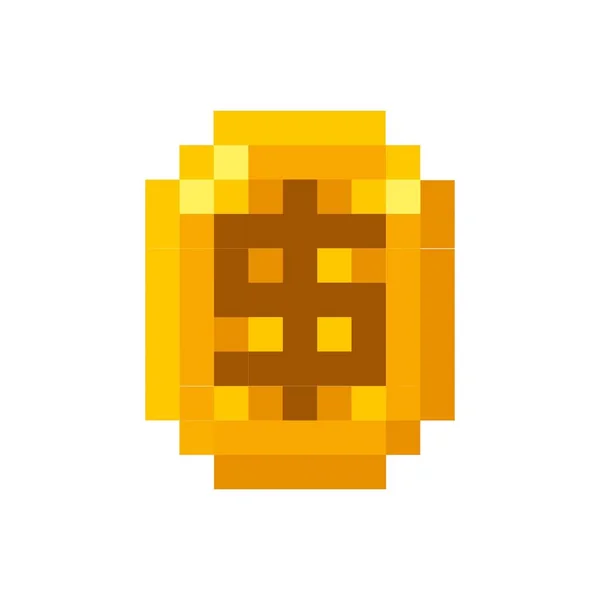 Icono pixelado moneda de videojuego — Vector de stock