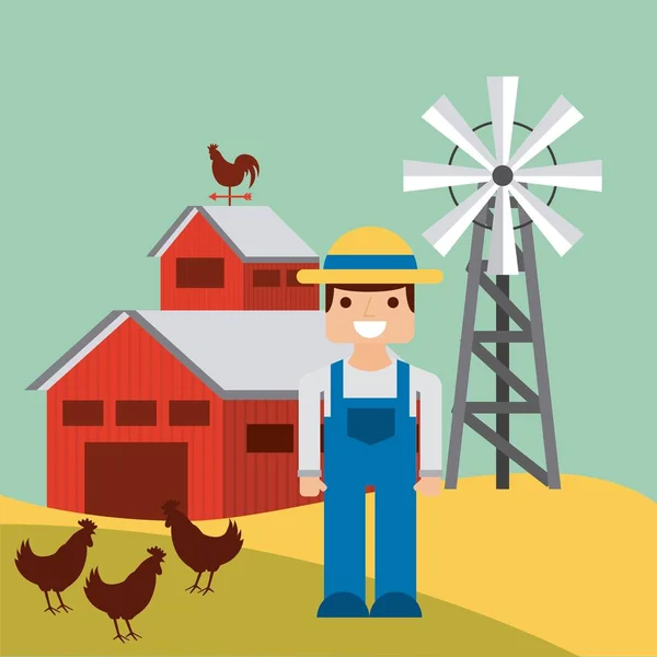 Agriculture production landscape icon — Stock Vector