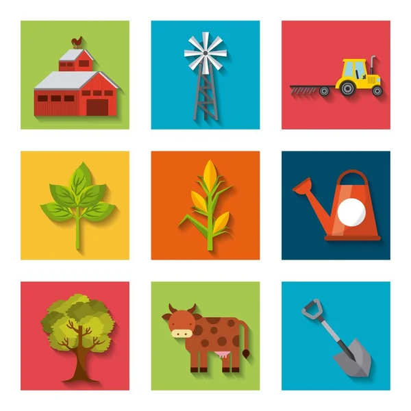 Agriculture production set icons — Stock Vector