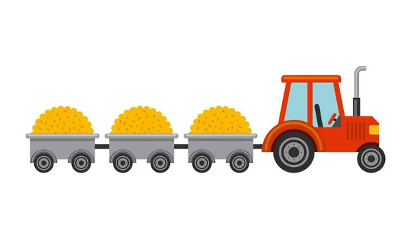 Tractor con icono aislado de paja — Vector de stock