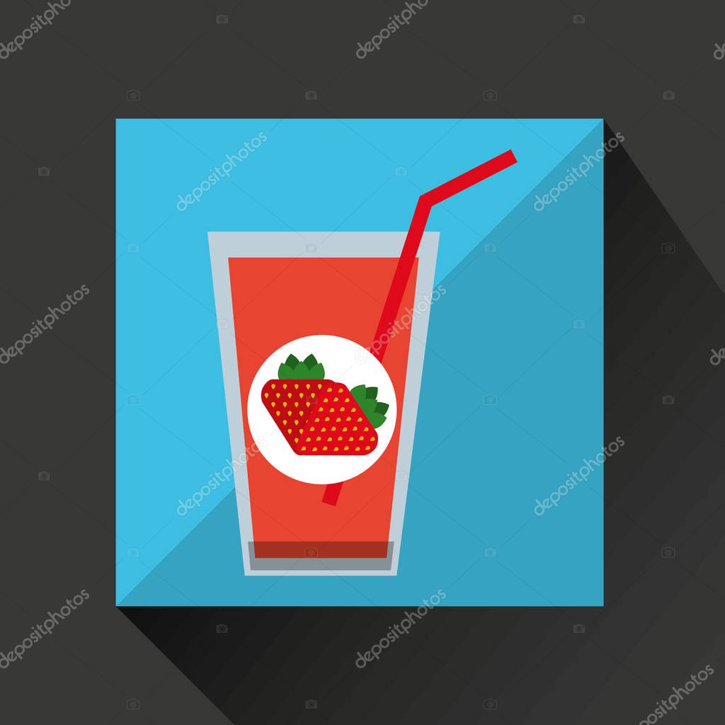 Taze meyve suyu taze çilek ve Kupası saman cam tasarımı ...