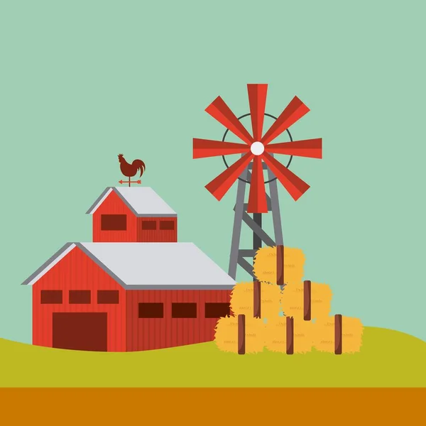 Agricoltura produzione paesaggio icona — Vettoriale Stock