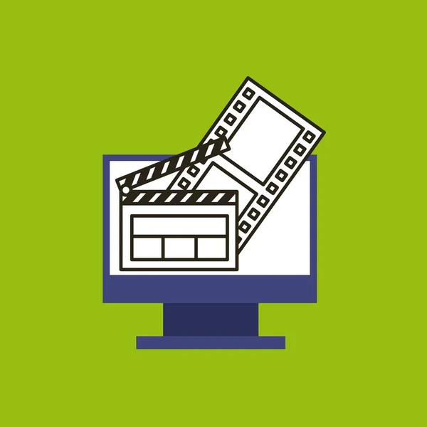 Iconos de línea plana de marketing de vídeo — Vector de stock