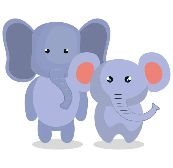 Mignon couple peluches animaux — Image vectorielle