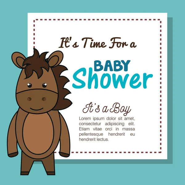 Convite do chuveiro do bebê com bicho de pelúcia — Vetor de Stock