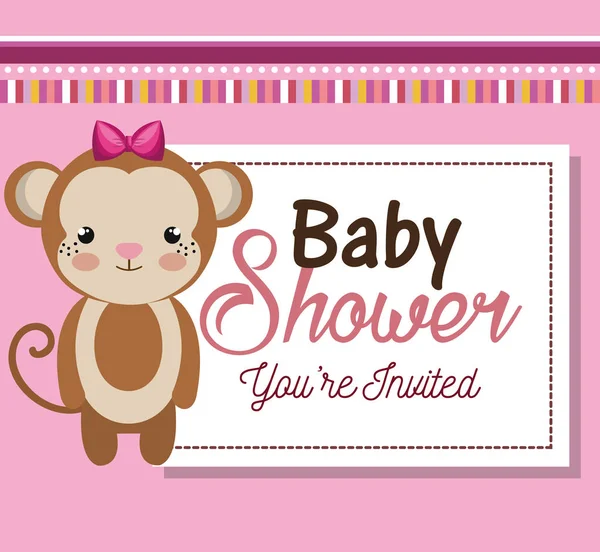 Convite do chuveiro do bebê com bicho de pelúcia — Vetor de Stock