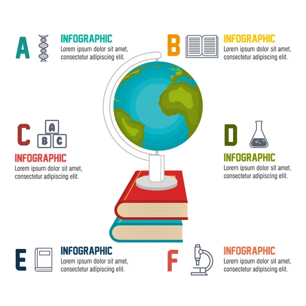 Infografika vzdělávání ploché ikony — Stockový vektor