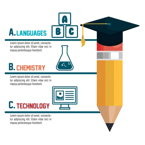 Ícones de educação plana infográfico — Vetor de Stock