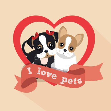 label i love pets female male doggy heart