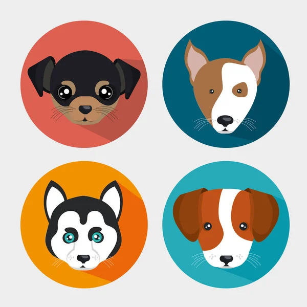 Милий набір цуценя дизайну іконок для домашніх тварин — стоковий вектор