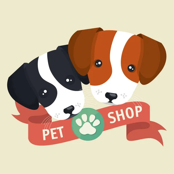 宠物店海报面临小狗设计 — 图库矢量图片