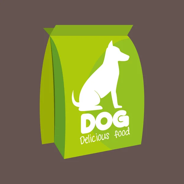 Green bag delicious food dog icon — стоковый вектор