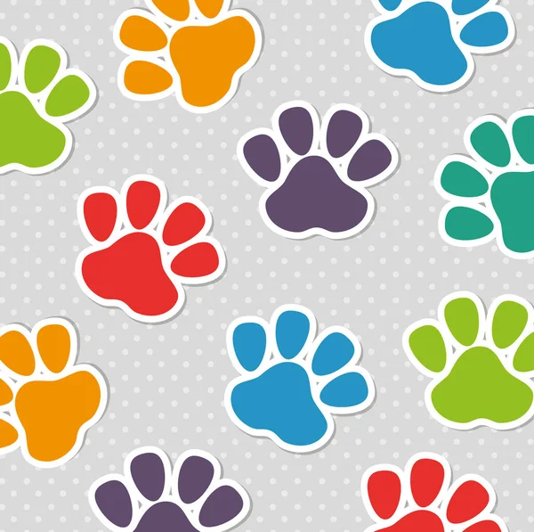 Foot print pet colors seamless pattern — Stock Vector