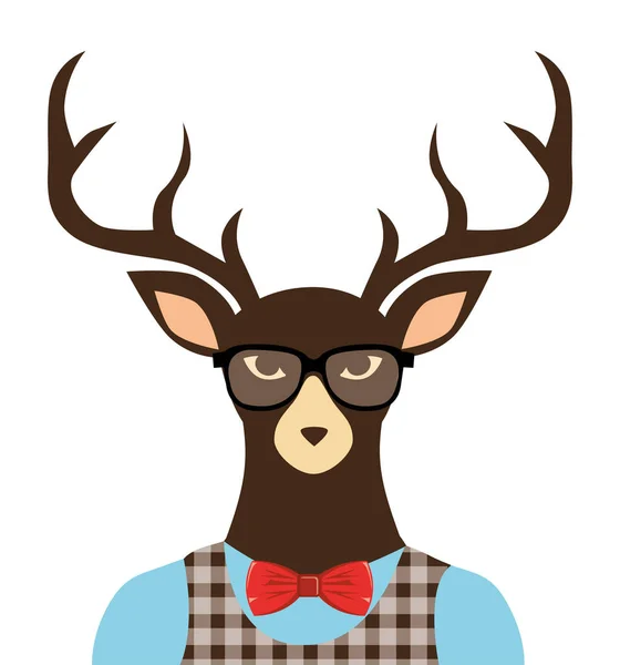 Occhiali vestiti hipster cervo — Vettoriale Stock
