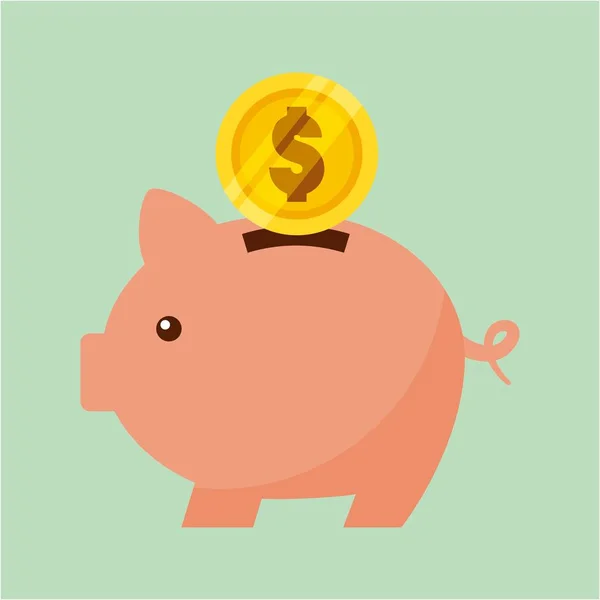 Munt besparingen piggy geïsoleerde pictogram — Stockvector
