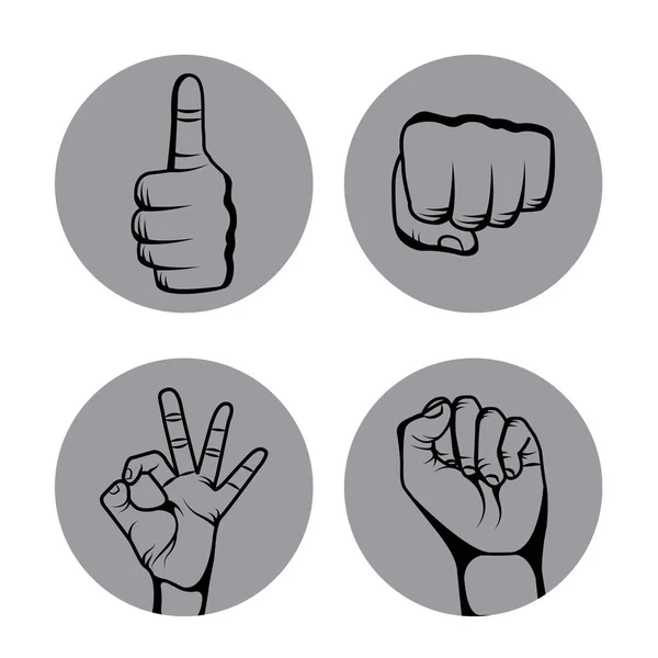 Hände menschliches Set Sammlungssymbol — Stockvektor