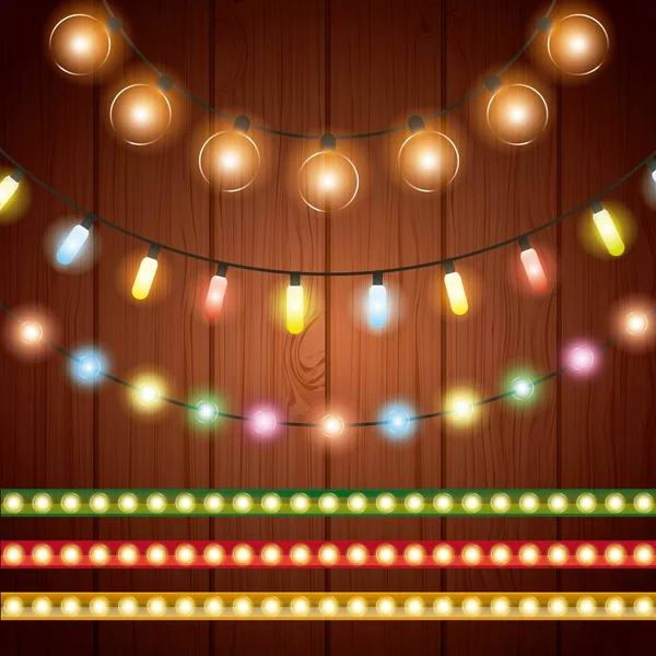 Instalação de luzes de Natal decoração — Vetor de Stock