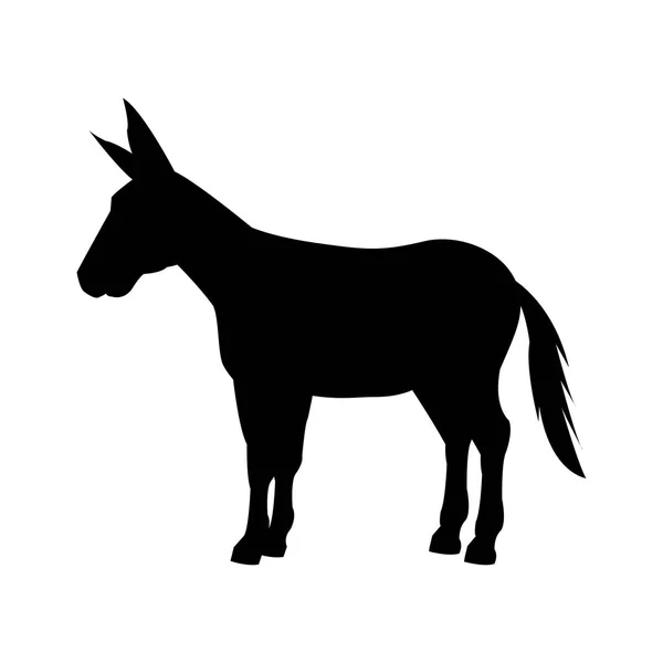 Silueta de burro icono aislado — Vector de stock