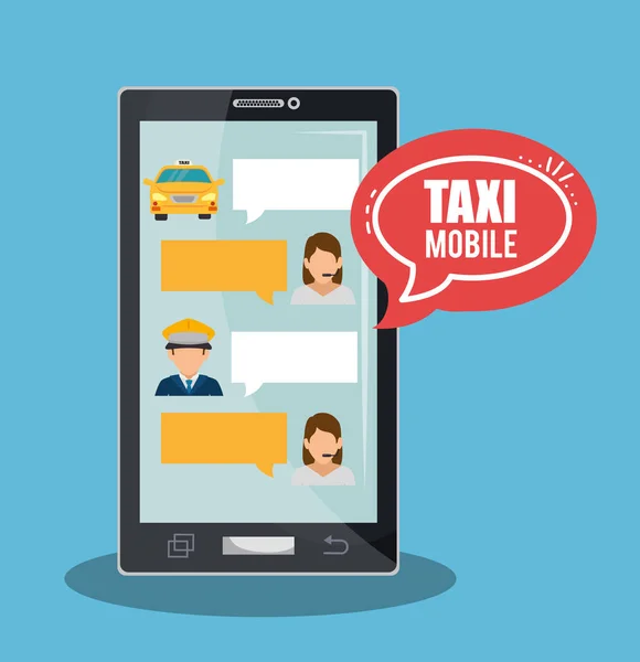 Taxi service call center driver bubble tal smartphone — Stock vektor