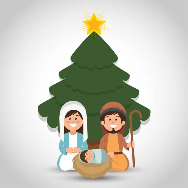 Feliz feliz carácter feliz pesebre de Navidad — Vector de stock