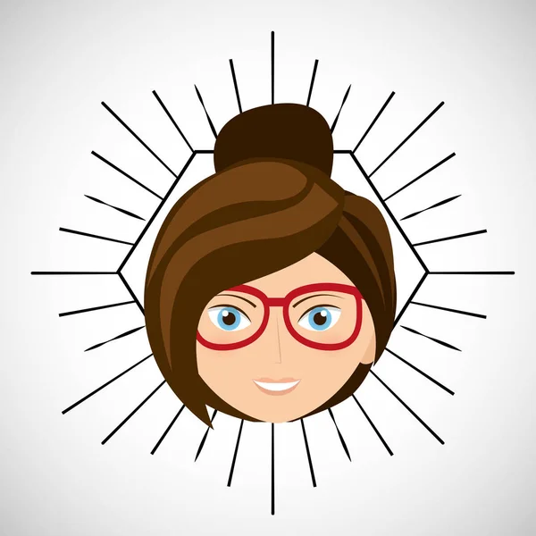 Woman character hipster style — Stock Vector