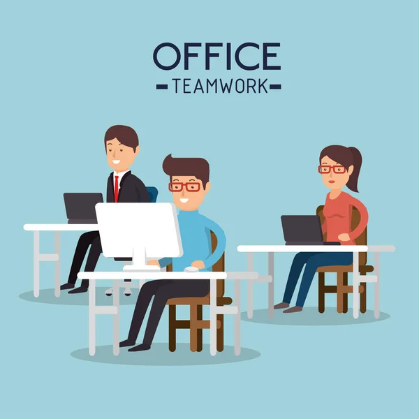 Oficina trabajo en equipo icono de la gente — Vector de stock