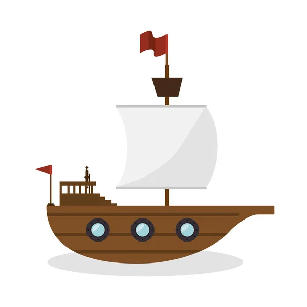 Vela barco juguete aislado icono — Vector de stock