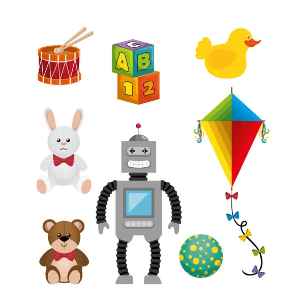 Crianças brinquedos conjunto ícones — Vetor de Stock