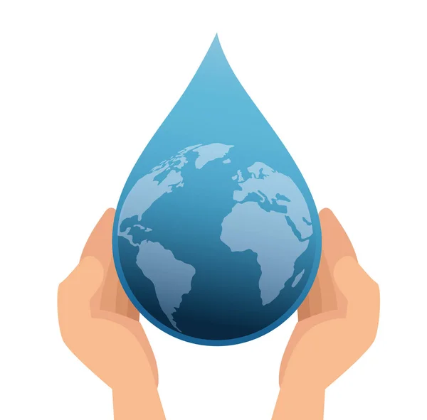 Earth planet drop water — Stock Vector