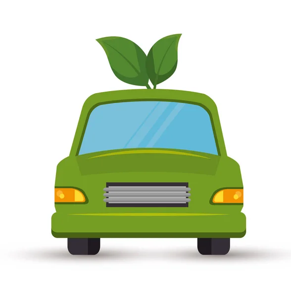 Eco car leafs isolated icon — Stock Vector