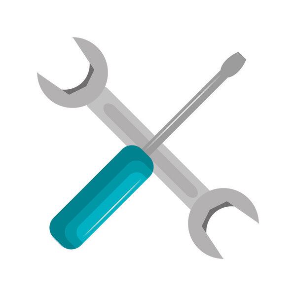 wrench and screwdriver isolated icon